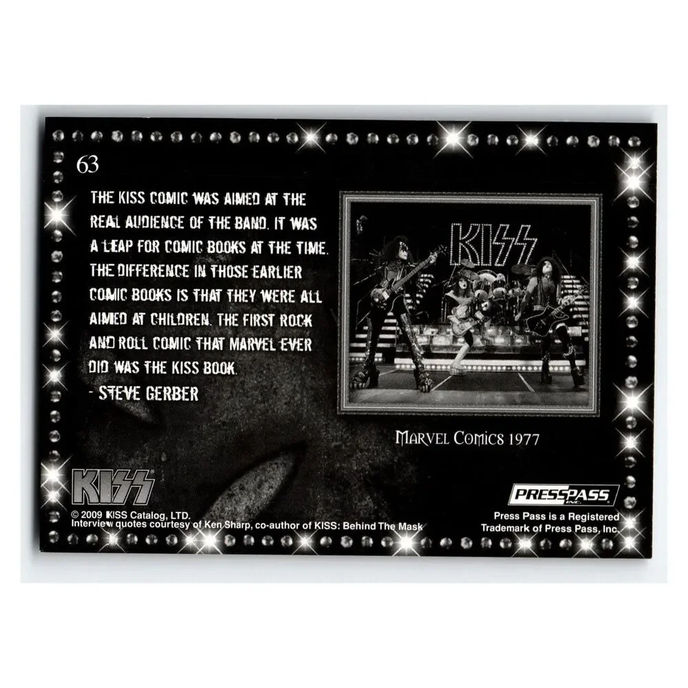KISS Milestones In KISStory Marvel Comics 2009 Press Pass 63